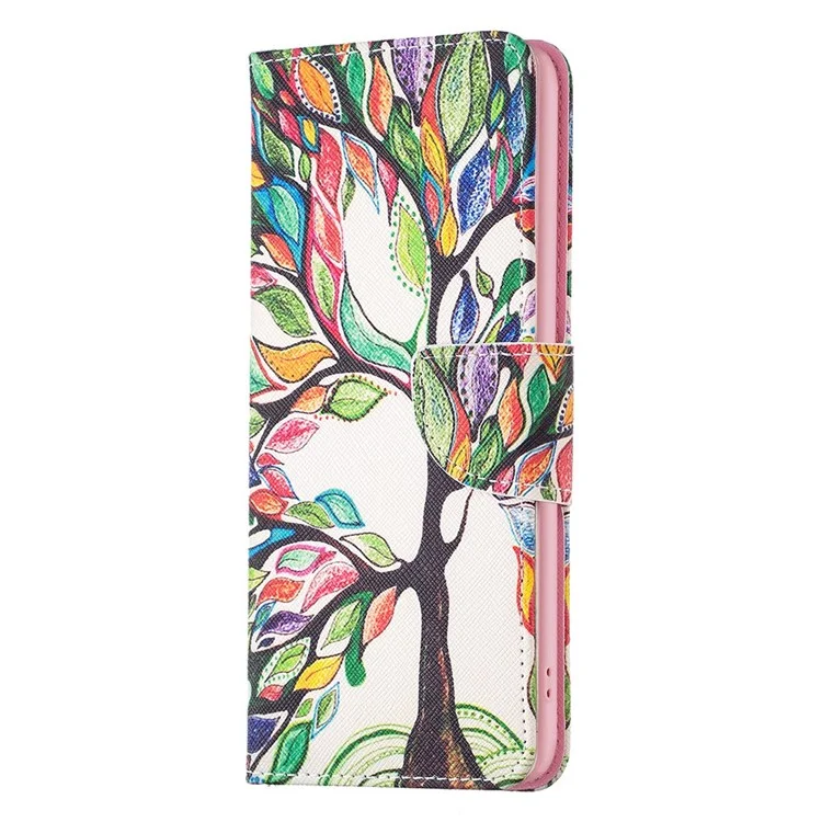 For Xiaomi Redmi Note 11E 5G / Redmi 10 5G / Redmi 10 Prime+ 5G Phone Case Pattern Printing PU Leather Wallet Stand Cover - Life Tree