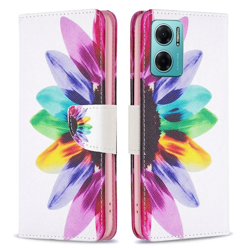 Funda de cuero PU con estampado de girasol, tipo cartera con soporte, para teléfono Xiaomi Redmi Note 11E 5G / Redmi 10 5G / Redmi 10 Prime+ 5G
