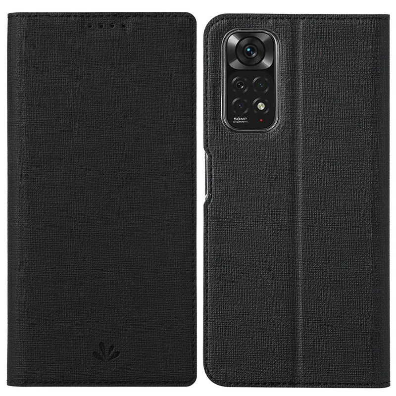 VILI DMX Series Pour Xiaomi Redmi Note 11 4G (qualcomm) / Note 11S 4G Hodder Anti-collision PU le Cuir Téléphone Couvre Protectrice - le Noir