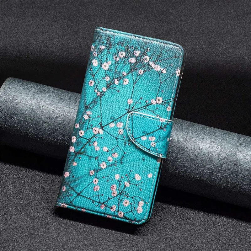 For Xiaomi Redmi 10C 4G 4G Phone Case Pattern Printing PU Leather Wallet Stand Cover - Plum Blossom