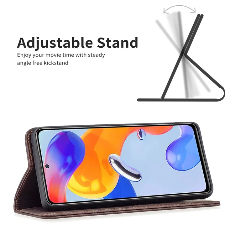 Binfen Color BF Series de Cuero-5 Magnetic Cierre Case de Teléfono Para Xiaomi Redmi 10C, 08 RFID Bloqueo PU Case de Cuero Pus Stand Flip Cubierta - Marrón