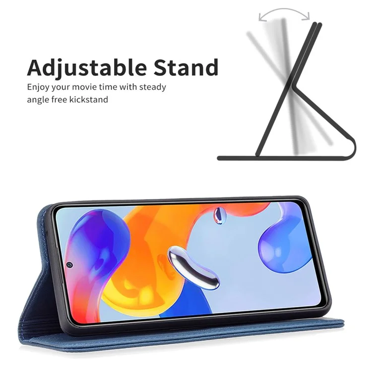 BINFEN COLOR For Xiaomi Redmi 10C 4G Leather Case Mobile Cover Stand with RFID Blocking Card Holder - Blue