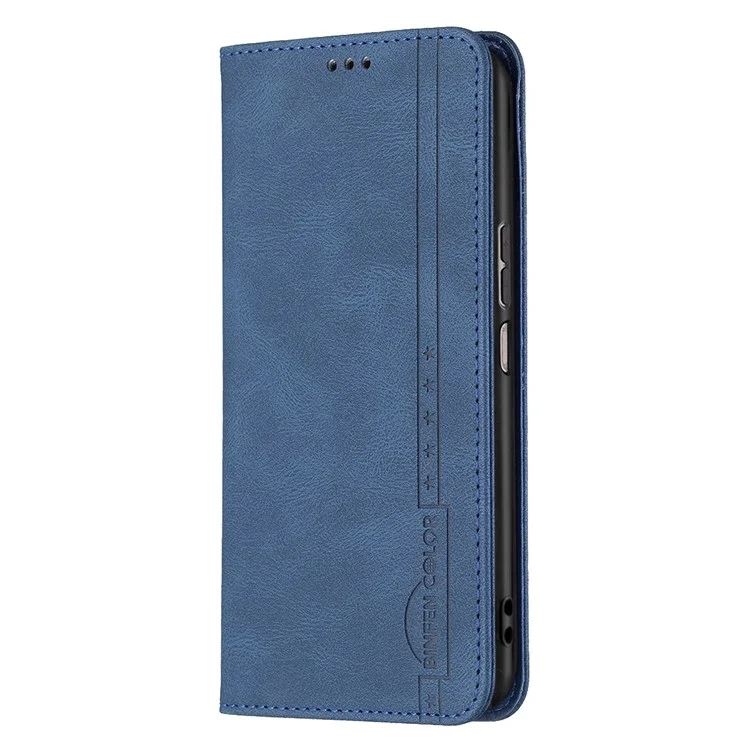BINFEN COLOR For Xiaomi Redmi 10C 4G Leather Case Mobile Cover Stand with RFID Blocking Card Holder - Blue