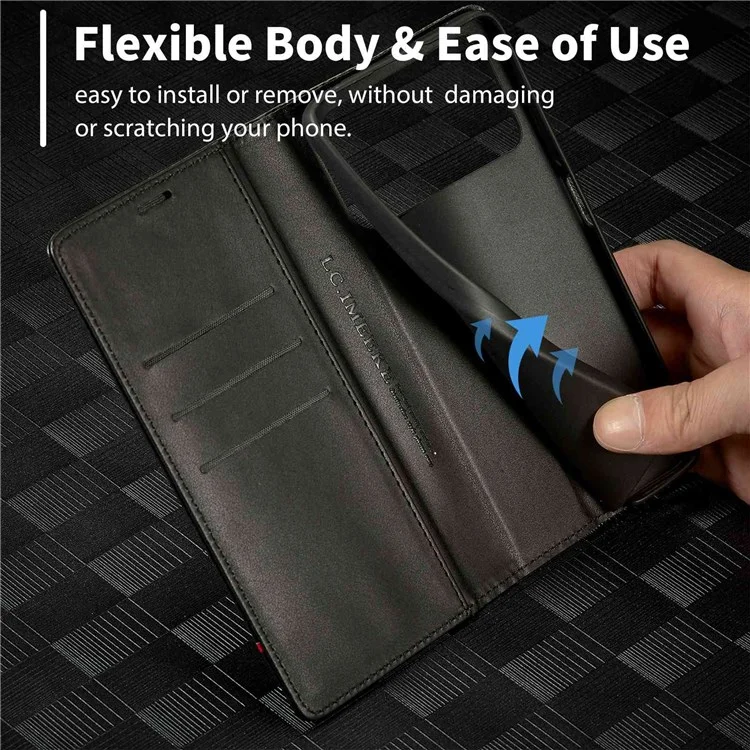 LC.IMEEKE Per Xiaomi Poco X4 Pro 5G Custodia Flip Portafoglio Anti-graffio, Texture in Fibra di Carbonio in Pelle PU Supporto Magnetico Auto-assorbente Copertina Telefonica Folio - Strisce Orizzontali