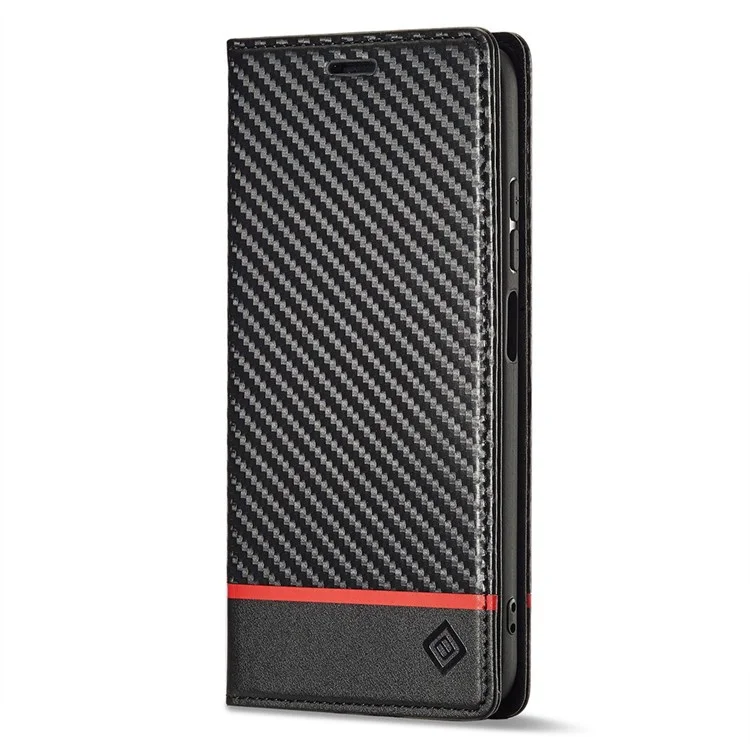 LC.IMEEKE For Xiaomi Redmi Note 11 Pro+ 5G/Note 11 Pro 5G (China) (MediaTek) Flip Wallet Case, Fall Protection PU Leather Carbon Fiber Texture Stand Auto Closing Phone Cover - Horizontal Stripe