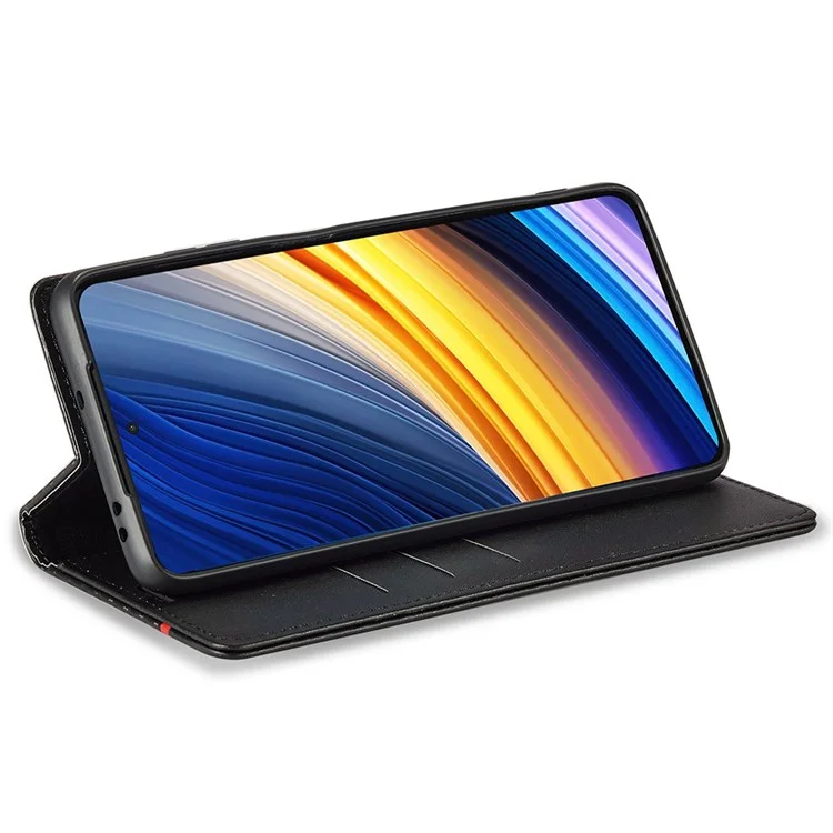 Lc. Imeeke Für Xiaomi Poco X3/x3 Pro/x3 NFC Flip Wallet Hülle, Stoßdämpfung PU Leder Carbon Faser Textur Ständer Magnetisch Automatisch Absorbierte Telefonabdeckung - Horizontaler Streifen