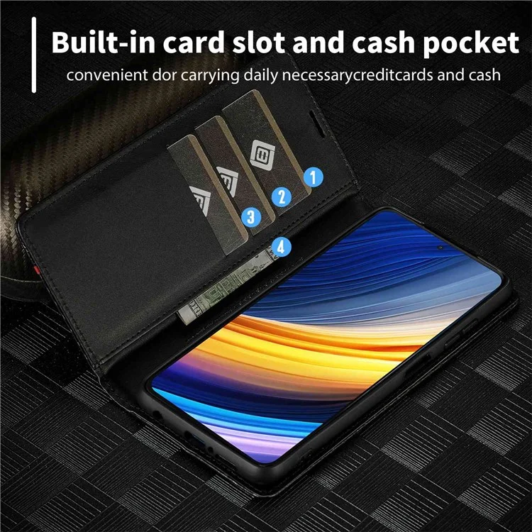 Lc. Imeeke Für Xiaomi Poco X3/x3 Pro/x3 NFC Flip Wallet Hülle, Stoßdämpfung PU Leder Carbon Faser Textur Ständer Magnetisch Automatisch Absorbierte Telefonabdeckung - Horizontaler Streifen