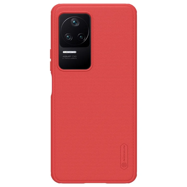 Nillkin Super Fosco Shield Pro Fosco Caso Para Xiaomi Redmi K50 / Redmi K50 Pro, Fingerprint-Free PC Back TPU Macio Quadro Protetor Telefone Capa - Vermelho