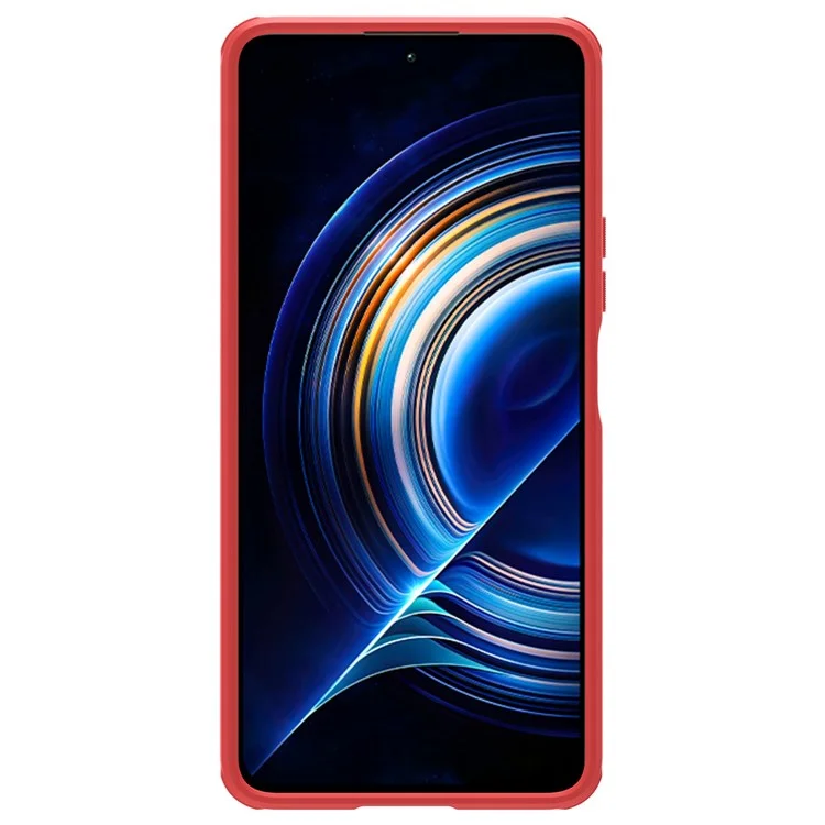 Nillkin Super Fosco Shield Pro Fosco Caso Para Xiaomi Redmi K50 / Redmi K50 Pro, Fingerprint-Free PC Back TPU Macio Quadro Protetor Telefone Capa - Vermelho