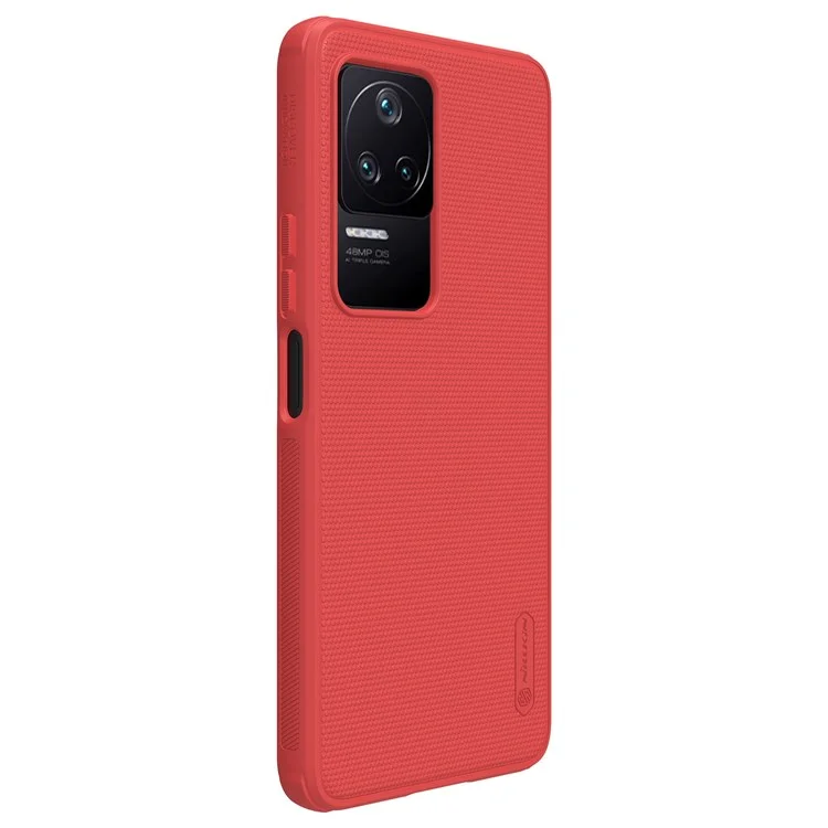 Nillkin Super Fosco Shield Pro Fosco Caso Para Xiaomi Redmi K50 / Redmi K50 Pro, Fingerprint-Free PC Back TPU Macio Quadro Protetor Telefone Capa - Vermelho