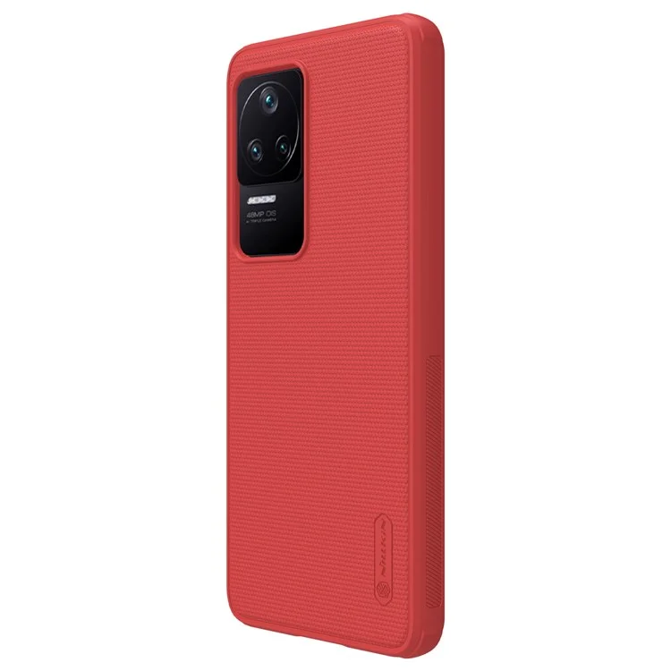 Nillkin Super Fosco Shield Pro Fosco Caso Para Xiaomi Redmi K50 / Redmi K50 Pro, Fingerprint-Free PC Back TPU Macio Quadro Protetor Telefone Capa - Vermelho