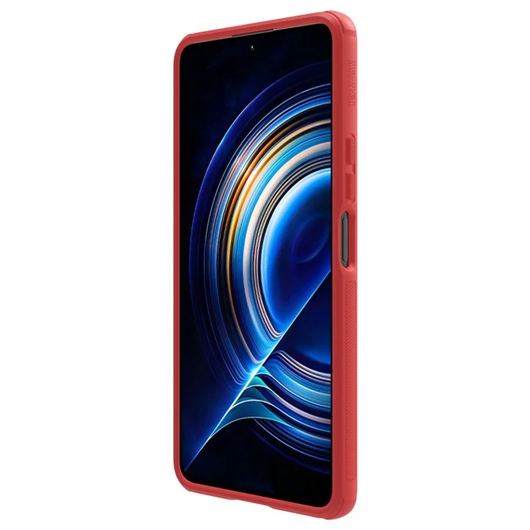 Nillkin Super Fosco Shield Pro Fosco Caso Para Xiaomi Redmi K50 / Redmi K50 Pro, Fingerprint-Free PC Back TPU Macio Quadro Protetor Telefone Capa - Vermelho