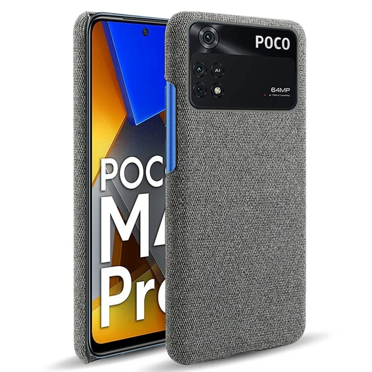 Para Xiaomi Poco M4 Pro 4G Anti-polvo Carcasa de teléfono Anti-rasguños Caja de teléfono dura de PC+Tela - Gris