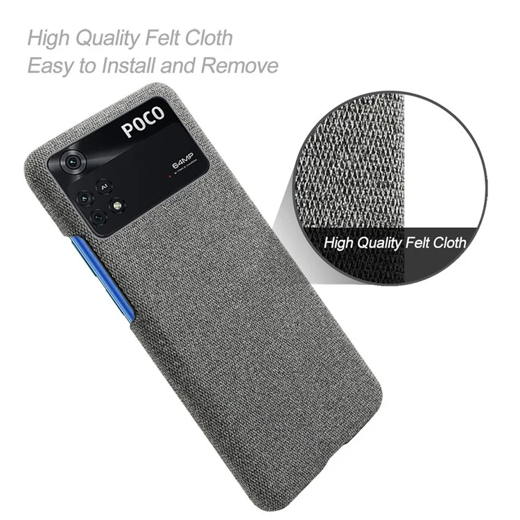 Para Xiaomi Poco M4 Pro 4G Anti-polvo Carcasa de teléfono Anti-rasguños Caja de teléfono dura de PC+Tela - Gris