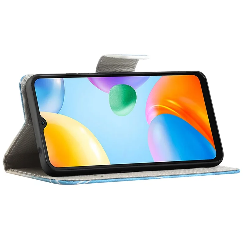 For Xiaomi Redmi 10C 4G Cross Texture Pattern Printing PU Leather Wallet Case Foldable Stand Phone Cover - Sparkling Butterflies