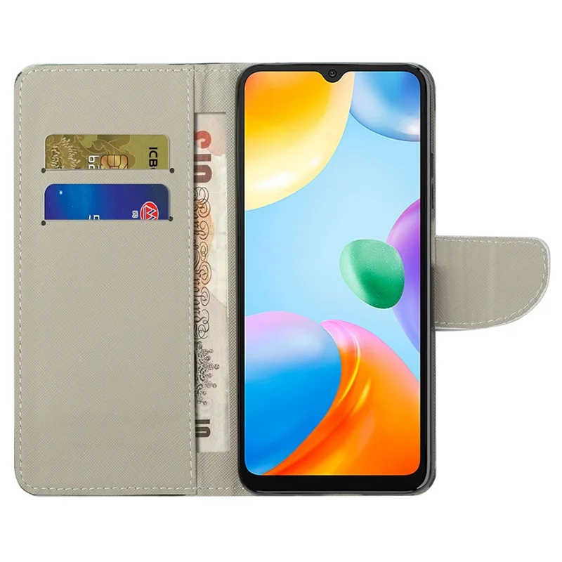 For Xiaomi Redmi 10C 4G Cross Texture Pattern Printing PU Leather Wallet Case Foldable Stand Phone Cover - Sparkling Butterflies