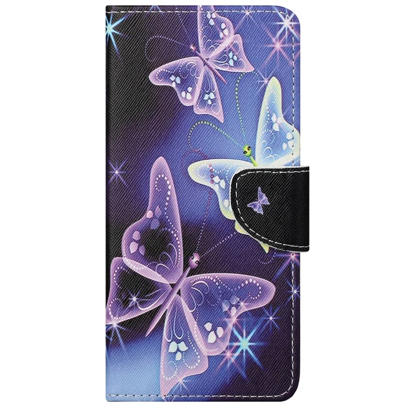 For Xiaomi Redmi 10C 4G Cross Texture Pattern Printing PU Leather Wallet Case Foldable Stand Phone Cover - Sparkling Butterflies