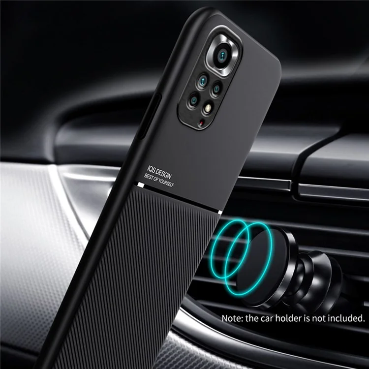 For Xiaomi Redmi Note 11 Pro 5G (Qualcomm)/Note 11 Pro 4G (MediaTek)/Note 11E Pro 5G PU Leather + TPU Imprinted Phone Case with Built-in Magnetic Metal Sheet - Blue