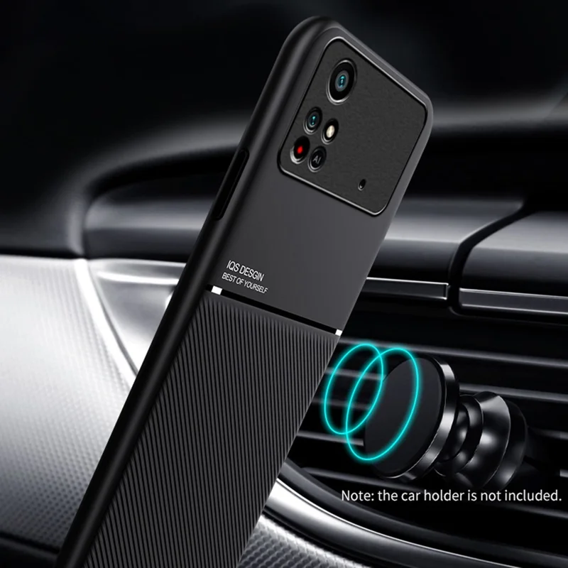 For Xiaomi Poco M4 Pro 4G Anti-scratch Imprinted PU Leather + TPU Phone Case with Built-in Metal Sheet - Blue