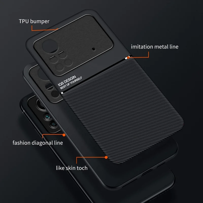 For Xiaomi Poco M4 Pro 4G Anti-scratch Imprinted PU Leather + TPU Phone Case with Built-in Metal Sheet - Blue