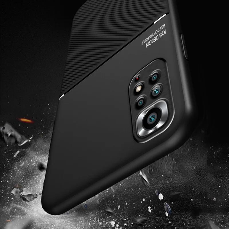 Para Xiaomi Redmi Note 11S 4G/Note 11 4G (Qualcomm) Ultra Slim Imprinted Phone Case PU Leather + TPU Cover with Built-in Magnetic Metal Sheet - Preto