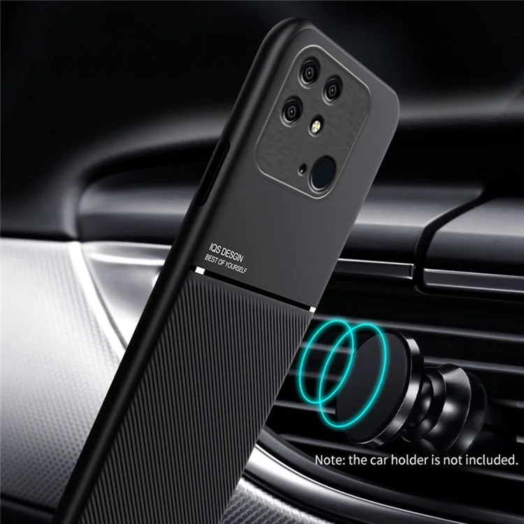 Para Xiaomi Redmi 10C Imprinting PU Leather + TPU Anti-drop Phone Case Built-in Metal Sheet Protective Cover - Preto