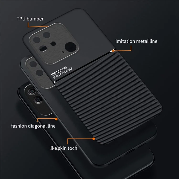 Para Xiaomi Redmi 10C Imprinting PU Leather + TPU Anti-drop Phone Case Built-in Metal Sheet Protective Cover - Preto
