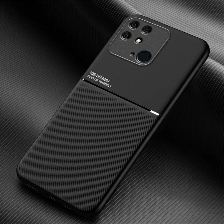 Para Xiaomi Redmi 10C Imprinting PU Leather + TPU Anti-drop Phone Case Built-in Metal Sheet Protective Cover - Preto