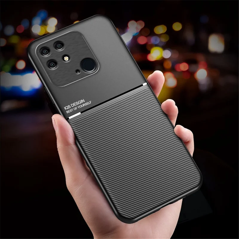For Xiaomi Redmi 10C 4G Imprinting PU Leather + TPU Anti-Drop Phone Case Built-In Metal Sheet Protective Cover - Blue