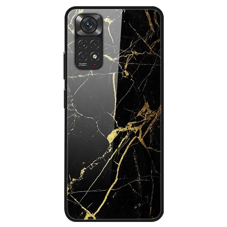 Para Xiaomi Redmi Note 11 4G (Qualcomm)/Redmi Note 11S 4G Stylish Pattern Printing Case Soft TPU Hard PC+Tempered Glass Back Protective Phone Cover - Golden Grain