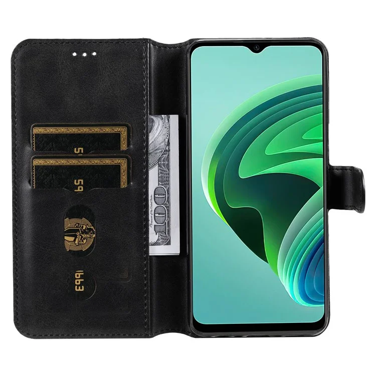 For Xiaomi Redmi Note 11E 5G / Redmi 10 5G / Redmi 10 Prime+ 5G PU Leather + TPU Drop-proof Phone Case Wallet Stand Cover - Black