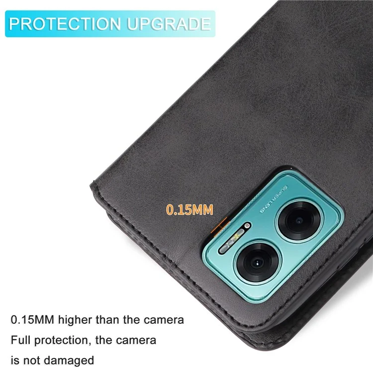For Xiaomi Redmi Note 11E 5G / Redmi 10 5G / Redmi 10 Prime+ 5G PU Leather + TPU Drop-proof Phone Case Wallet Stand Cover - Black