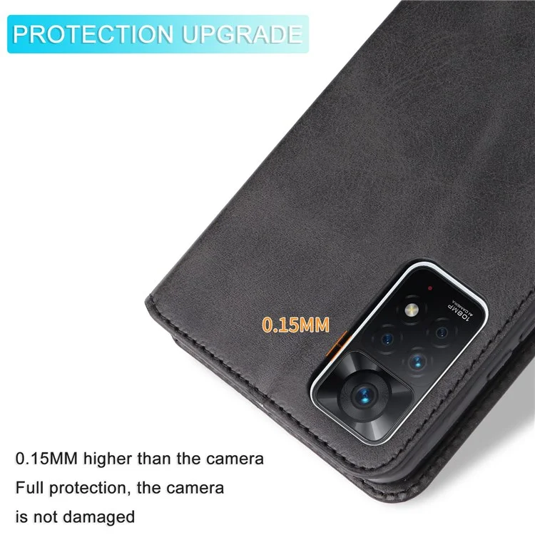 Para Xiaomi Redmi Note 12 Pro 4G / 11 Pro 4G (MediaTek) / Note 11 Pro 5G (Qualcomm) / Note 11E Pro 5G Funda de cartera de piel de PU con soporte ajustable - Negro