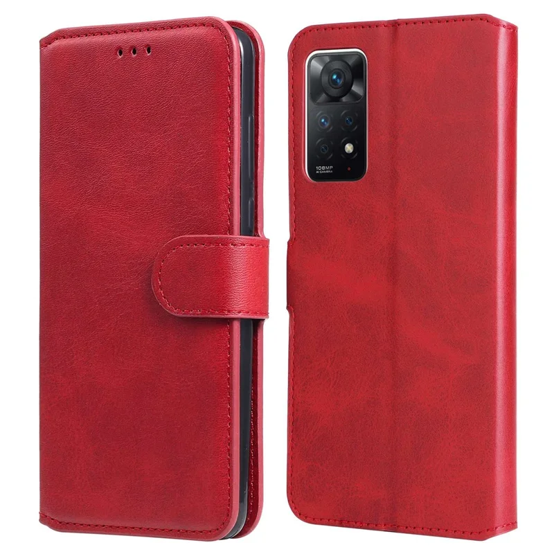 Pour Xiaomi Redmi Note 12 Pro 4G / 11 Pro 4G (MediaTek) / Note 11 Pro 5G (Qualcomm) / Note 11E Pro 5G Étui portefeuille en cuir PU avec support réglable - Rouge