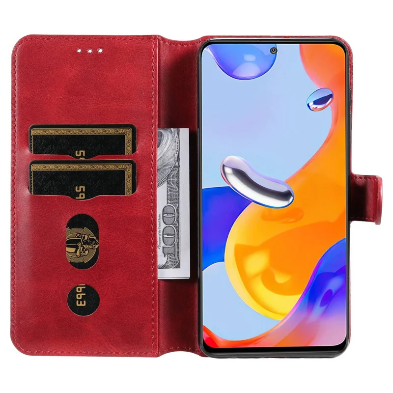 Pour Xiaomi Redmi Note 12 Pro 4G / 11 Pro 4G (MediaTek) / Note 11 Pro 5G (Qualcomm) / Note 11E Pro 5G Étui portefeuille en cuir PU avec support réglable - Rouge