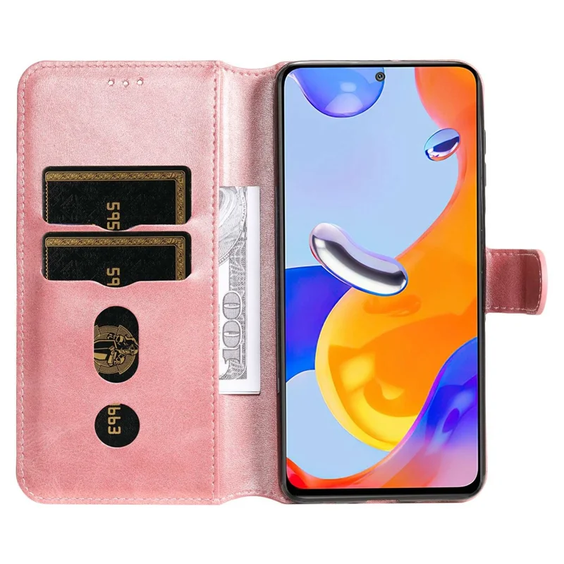 Per Xiaomi Redmi Note 12 Pro 4G / 11 Pro 4G (MediaTek) / Note 11 Pro 5G (Qualcomm) / Note 11E Pro 5G Custodia Portafoglio in Pelle PU con Supporto Regolabile - Oro Rosa