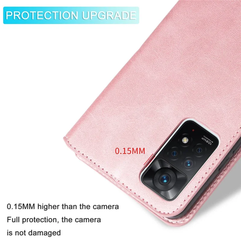 Per Xiaomi Redmi Note 12 Pro 4G / 11 Pro 4G (MediaTek) / Note 11 Pro 5G (Qualcomm) / Note 11E Pro 5G Custodia Portafoglio in Pelle PU con Supporto Regolabile - Oro Rosa