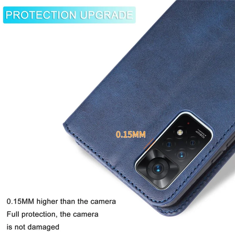 Per Xiaomi Redmi Note 12 Pro 4G / 11 Pro 4G (MediaTek) / Note 11 Pro 5G (Qualcomm) / Note 11E Pro 5G Custodia Portafoglio in Pelle PU Regolabile per Supporto - Blu