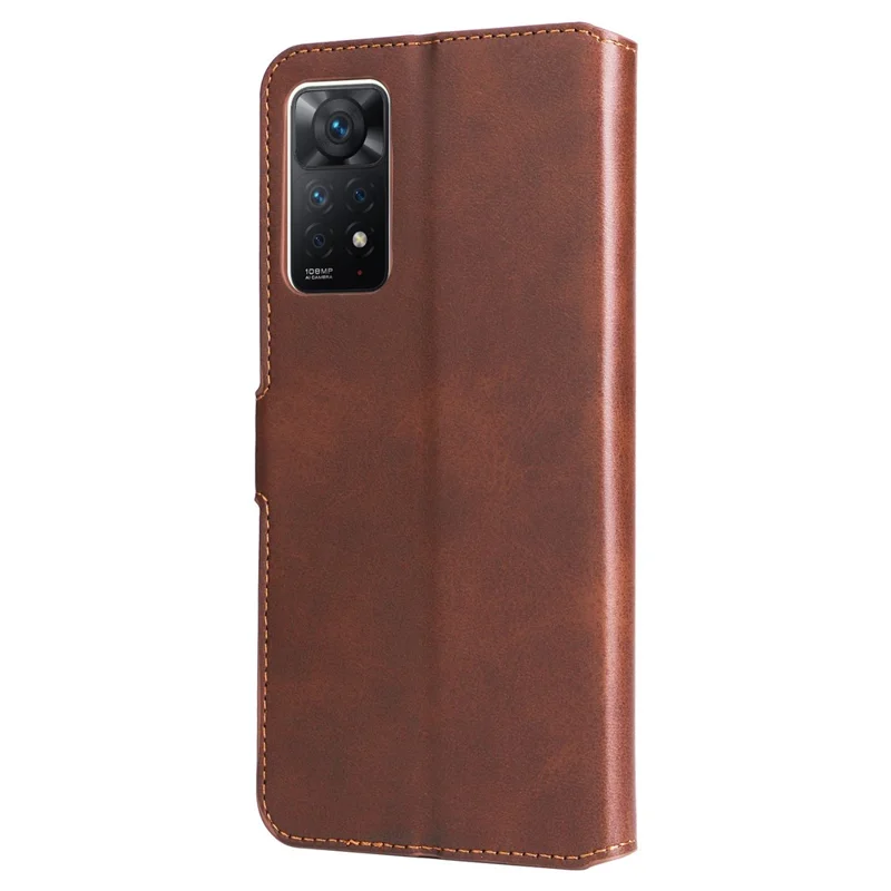 Capa Carteira em Pele Sintética com Suporte Ajustável para Xiaomi Redmi Note 12 Pro 4G / 11 Pro 4G (MediaTek) / Note 11 Pro 5G (Qualcomm) / Note 11E Pro 5G, Capa para Telemóvel - Castanho