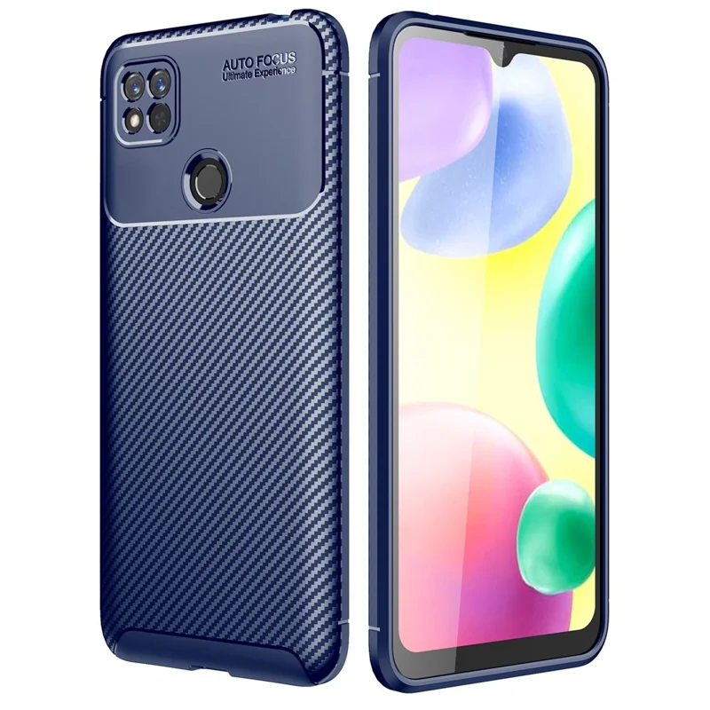 Для Xiaomi Redmi 10a Shock -resyper Armor TPU Protector Cover Good Grip Углеродное Волокно Текстура Устойчивое Отпечаток - Синий