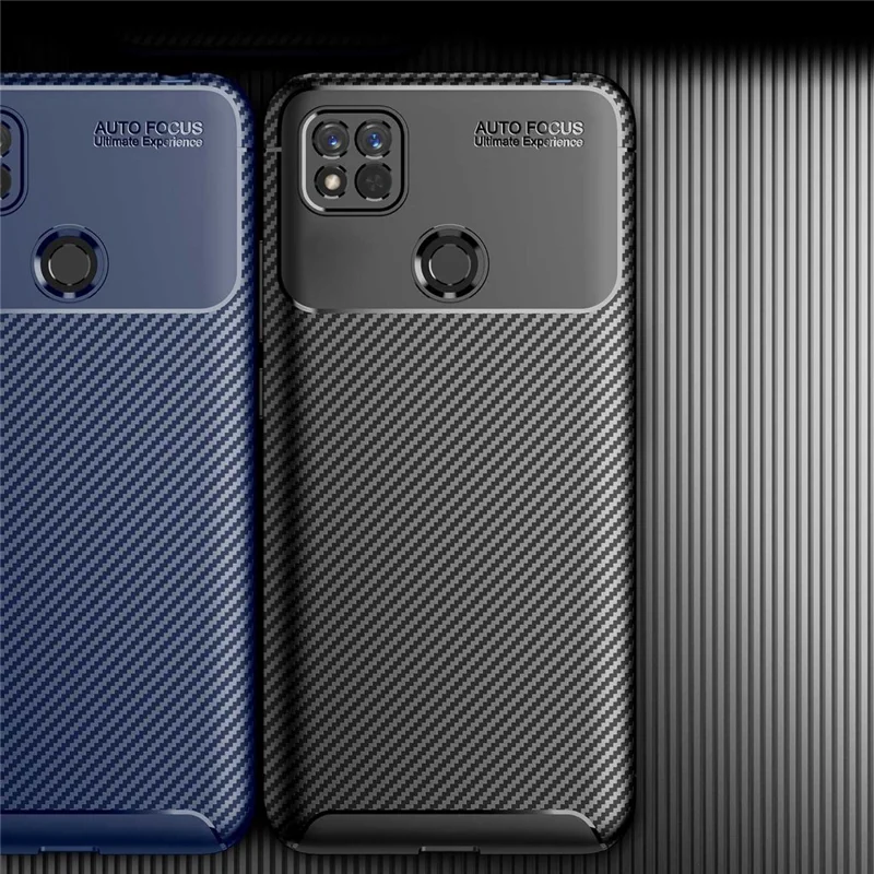 Для Xiaomi Redmi 10a Shock -resyper Armor TPU Protector Cover Good Grip Углеродное Волокно Текстура Устойчивое Отпечаток - Синий