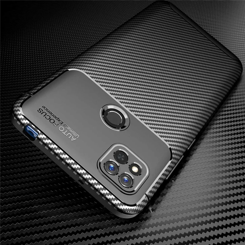 Для Xiaomi Redmi 10a Shock -resyper Armor TPU Protector Cover Good Grip Углеродное Волокно Текстура Устойчивое Отпечаток - Синий