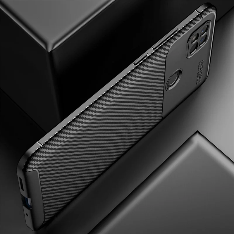 Для Xiaomi Redmi 10a Shock -resyper Armor TPU Protector Cover Good Grip Углеродное Волокно Текстура Устойчивое Отпечаток - Синий