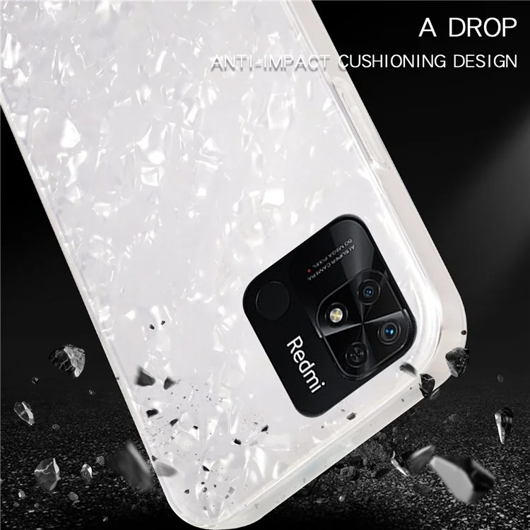 IPAKY for Xiaomi Redmi 10C 4G / Redmi 10 (India) IMD Anti-Yellow Slim Case Shockproof Acrylic Rear Panel + Soft TPU Frame Cover - White