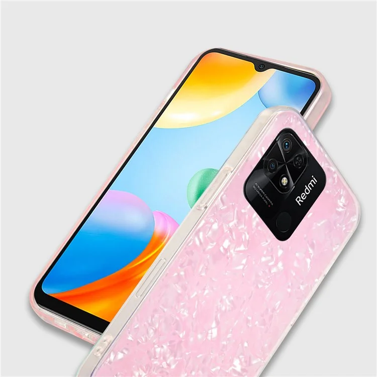 IPAKY for Xiaomi Redmi 10C 4G / Redmi 10 (India) IMD Anti-Yellow Slim Case Shockproof Acrylic Rear Panel + Soft TPU Frame Cover - White