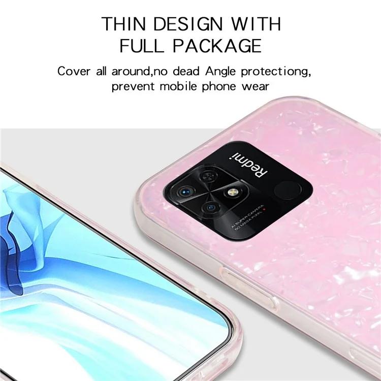 IPAKY for Xiaomi Redmi 10C 4G / Redmi 10 (India) IMD Anti-Yellow Slim Case Shockproof Acrylic Rear Panel + Soft TPU Frame Cover - White