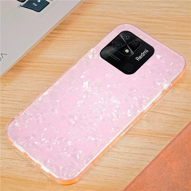 IPAKY for Xiaomi Redmi 10C 4G / Redmi 10 (India) IMD Anti-Yellow Slim Case Shockproof Acrylic Rear Panel + Soft TPU Frame Cover - White