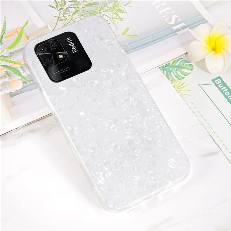 IPAKY for Xiaomi Redmi 10C 4G / Redmi 10 (India) IMD Anti-Yellow Slim Case Shockproof Acrylic Rear Panel + Soft TPU Frame Cover - White