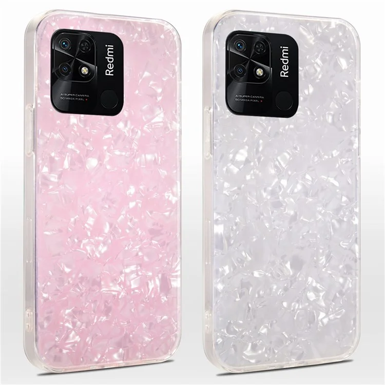 IPAKY for Xiaomi Redmi 10C 4G / Redmi 10 (India) IMD Anti-Yellow Slim Case Shockproof Acrylic Rear Panel + Soft TPU Frame Cover - White