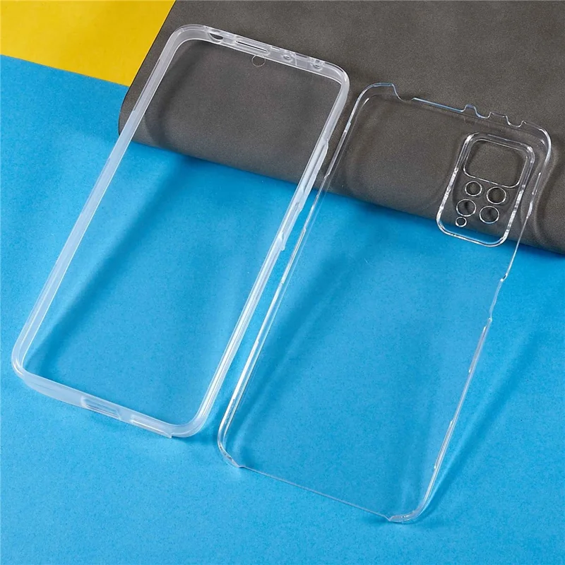 For Xiaomi Redmi Note 11 Pro 4G (MediaTek)/Note 11 Pro 5G (Qualcomm) Clear Anti-fall Full Protection TPU + PET + Acrylic Detachable 2-in-1 Phone Hybrid Case